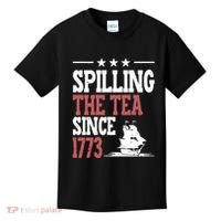 Spilling The Tea Since 1773 Funny History Teacher Kids T-Shirt thumb 0