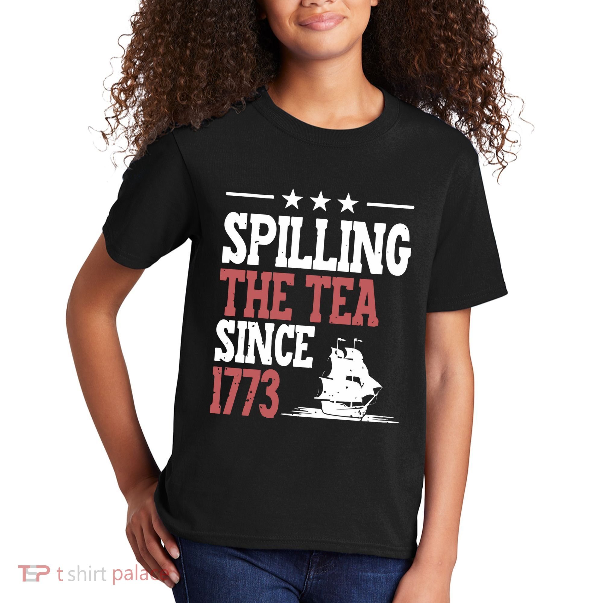 Spilling The Tea Since 1773 Funny History Teacher Kids T-Shirt