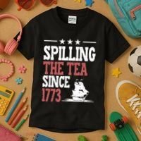Spilling The Tea Since 1773 Funny History Teacher Kids T-Shirt thumb 3
