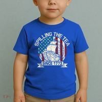 Spilling The Tea Since 1773 Patriotic Tea Party July 4th Toddler T-Shirt thumb 2