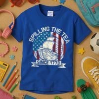 Spilling The Tea Since 1773 Patriotic Tea Party July 4th Kids T-Shirt thumb 3