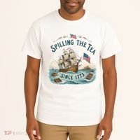 Spilling The Tea Since 1773 4th Of July Tall T-Shirt thumb 2