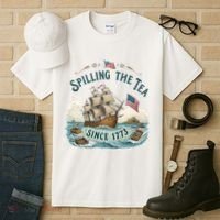 Spilling The Tea Since 1773 4th Of July Tall T-Shirt thumb 3