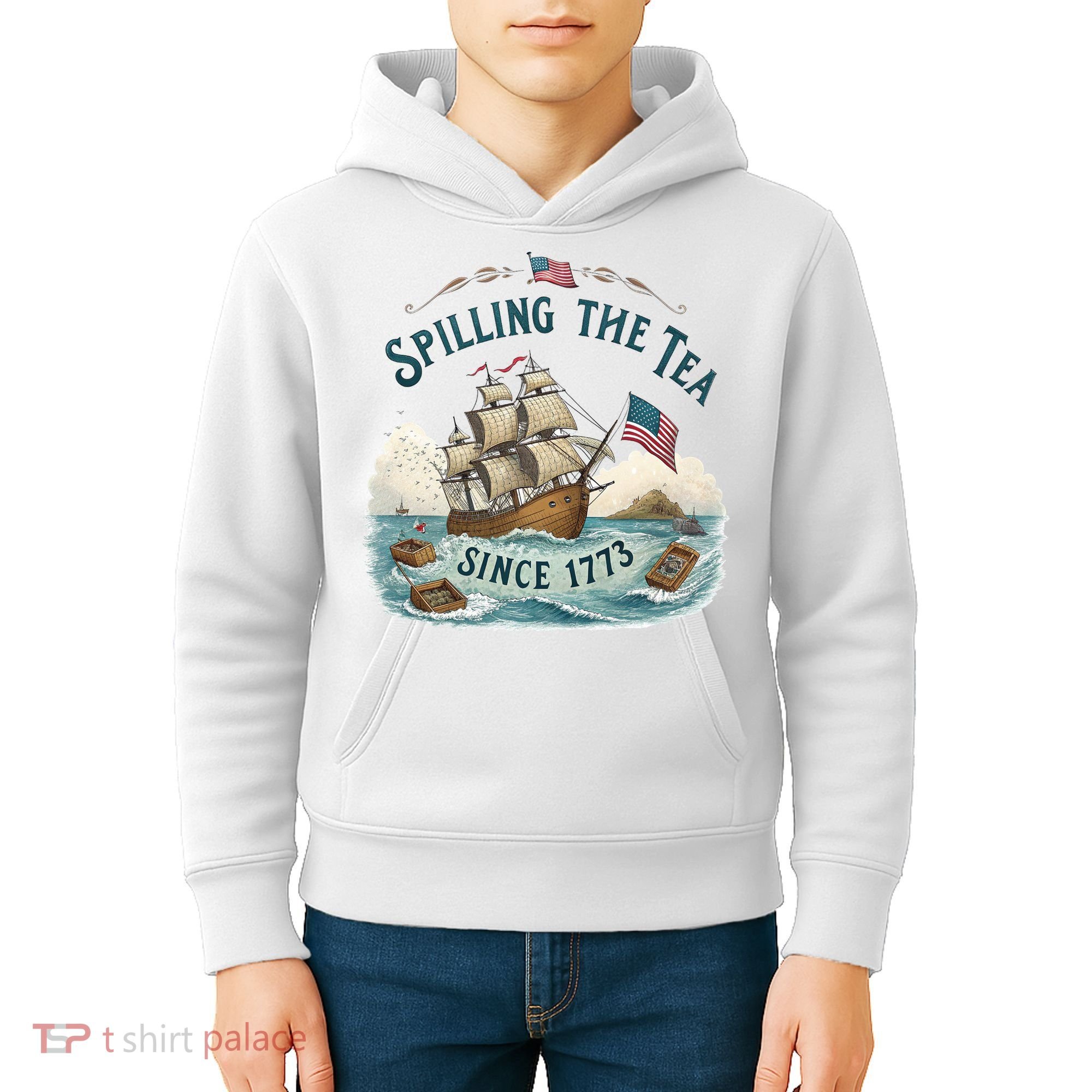 Spilling The Tea Since 1773 4th Of July Kids Hoodie