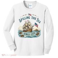 Spilling The Tea Since 1773 4th Of July Kids Long Sleeve Shirt thumb 0