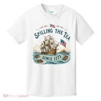 Spilling The Tea Since 1773 4th Of July Kids T-Shirt thumb 0