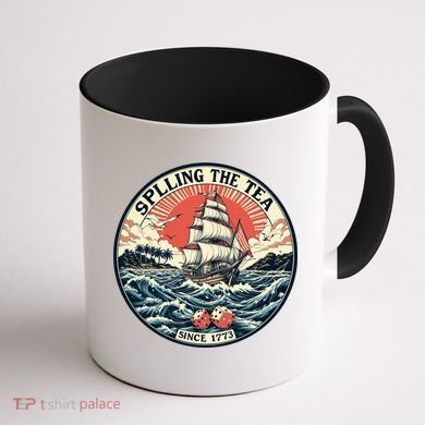 Spilling The Tea Since 1773 Vintage Emblem Coffee Mug back