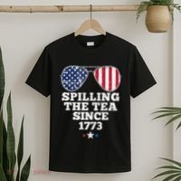 Spilling The Tea Since 1773 Funny 4th Of July American Flag T-Shirt thumb 2