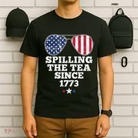 Spilling The Tea Since 1773 Funny 4th Of July American Flag T-Shirt thumb 6