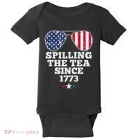 Spilling The Tea Since 1773 Funny 4th Of July American Flag Baby Bodysuit thumb 0
