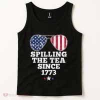 Spilling The Tea Since 1773 Funny 4th Of July American Flag Tank Top thumb 2