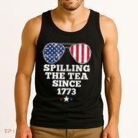 Spilling The Tea Since 1773 Funny 4th Of July American Flag Tank Top thumb 3
