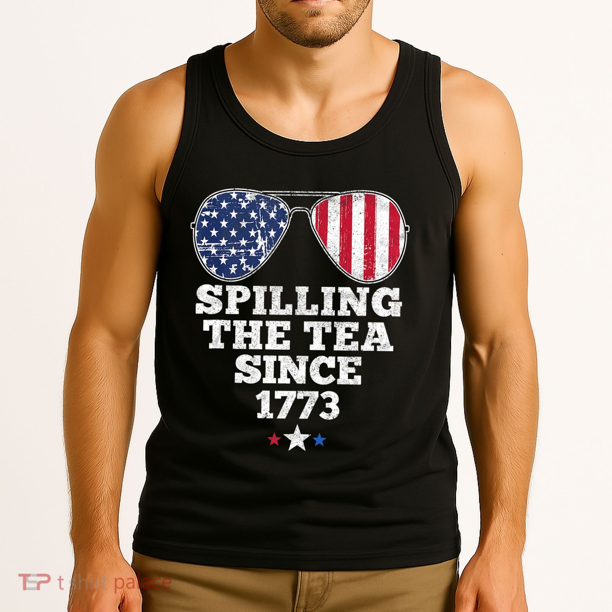 Spilling The Tea Since 1773 Funny 4th Of July American Flag Tank Top