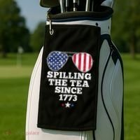 Spilling The Tea Since 1773 Funny 4th Of July American Flag Golf Towel thumb 2
