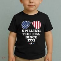 Spilling The Tea Since 1773 Funny 4th Of July American Flag Toddler T-Shirt thumb 2