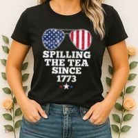 Spilling The Tea Since 1773 Funny 4th Of July American Flag Women's T-Shirt thumb 2