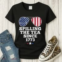 Spilling The Tea Since 1773 Funny 4th Of July American Flag Women's T-Shirt thumb 3