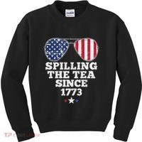 Spilling The Tea Since 1773 Funny 4th Of July American Flag Kids Sweatshirt thumb 0