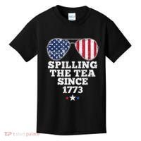Spilling The Tea Since 1773 Funny 4th Of July American Flag Kids T-Shirt thumb 0