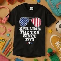 Spilling The Tea Since 1773 Funny 4th Of July American Flag Kids T-Shirt thumb 3
