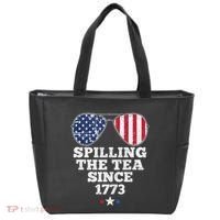 Spilling The Tea Since 1773 Funny 4th Of July American Flag Tote Bag thumb 0