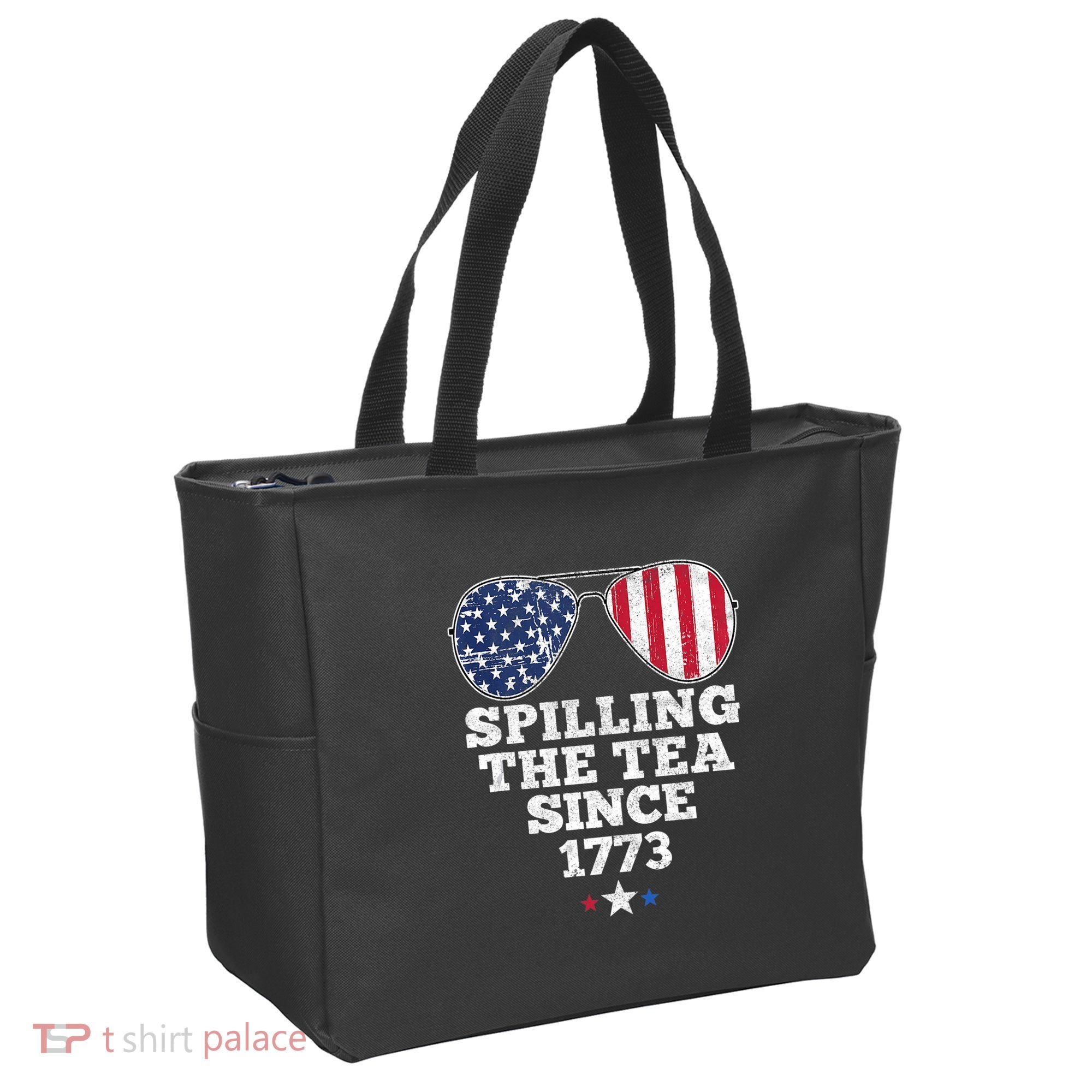 Spilling The Tea Since 1773 Funny 4th Of July American Flag Tote Bag