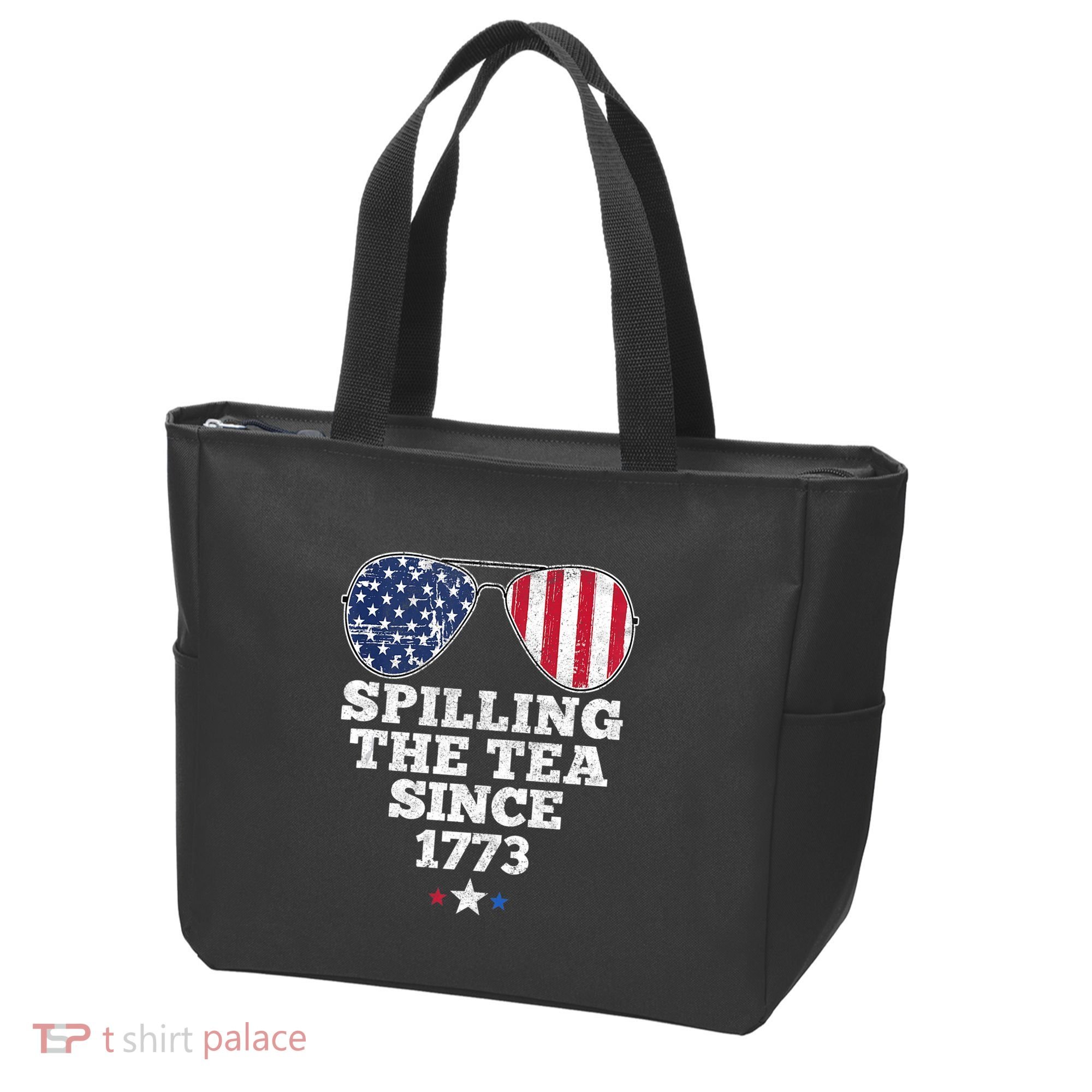 Spilling The Tea Since 1773 Funny 4th Of July American Flag Tote Bag