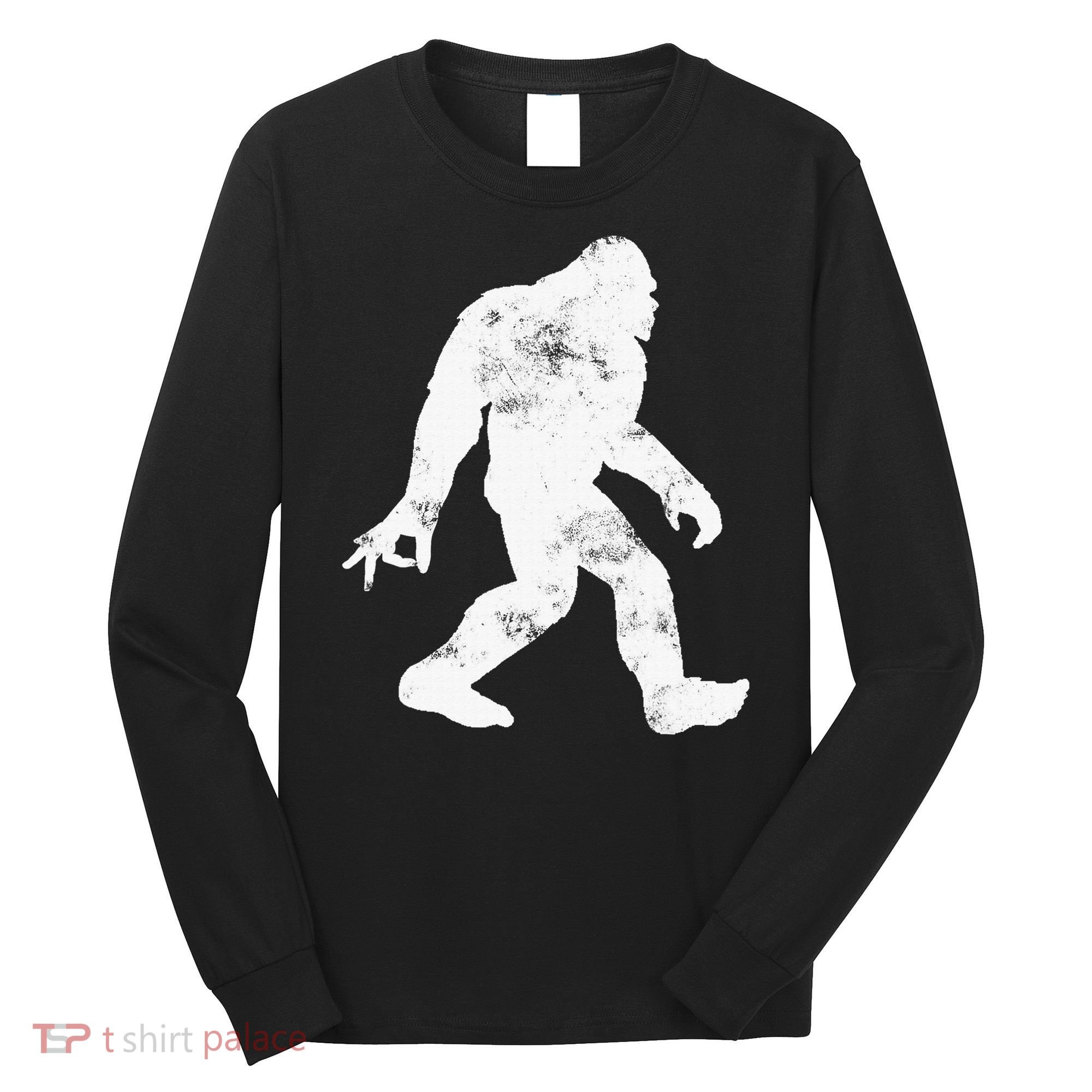 Squatching Through The Snow - Bigfoot Christmas Sasquatch Long Sleeve Shirt