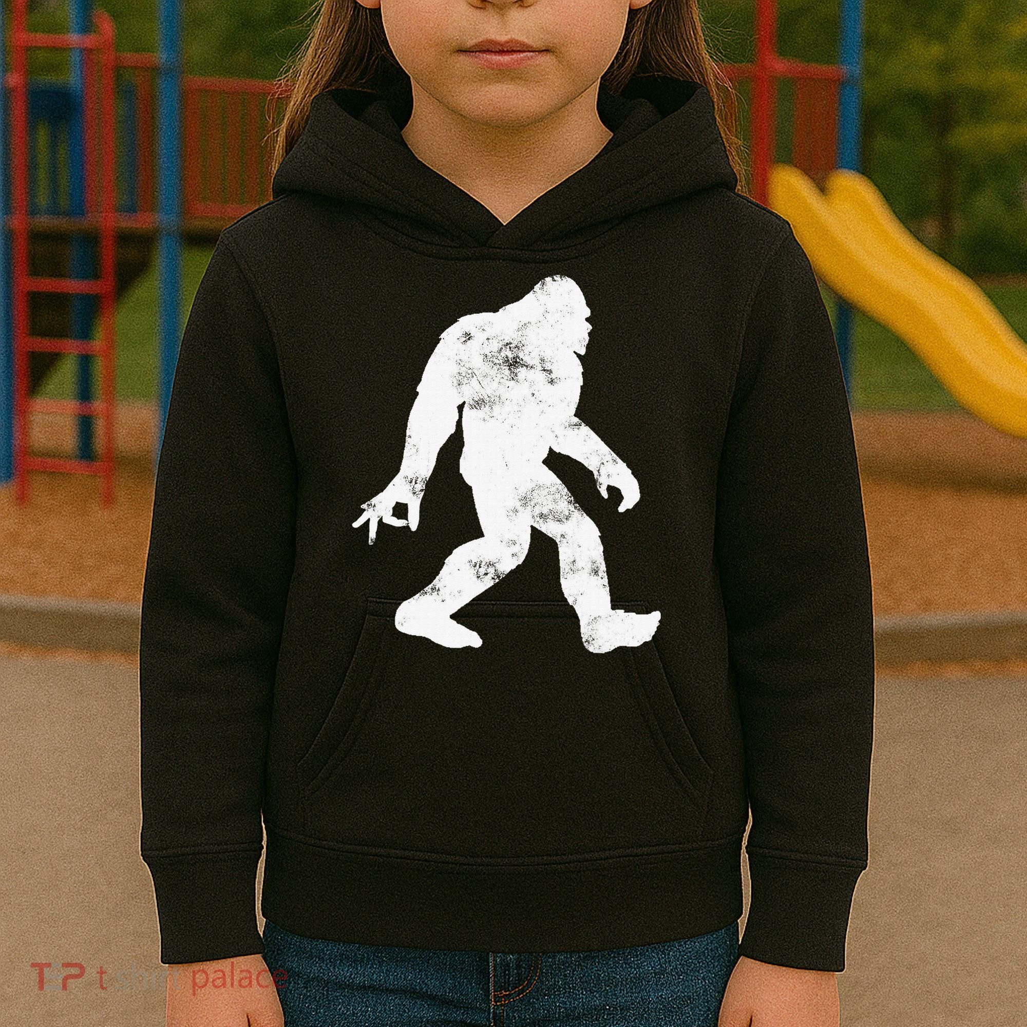 Squatching Through The Snow - Bigfoot Christmas Sasquatch Kids Hoodie