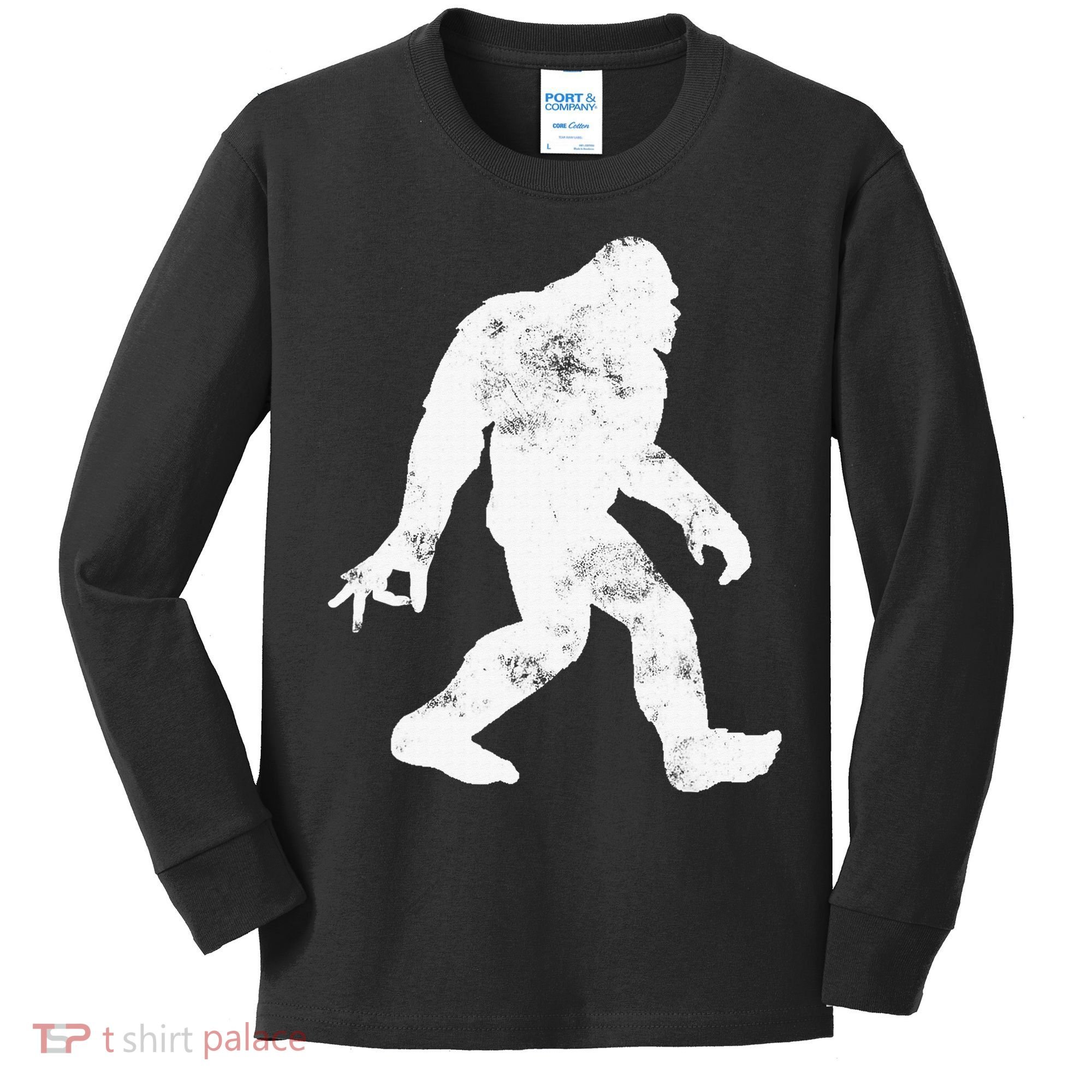 Squatching Through The Snow - Bigfoot Christmas Sasquatch Kids Long Sleeve Shirt