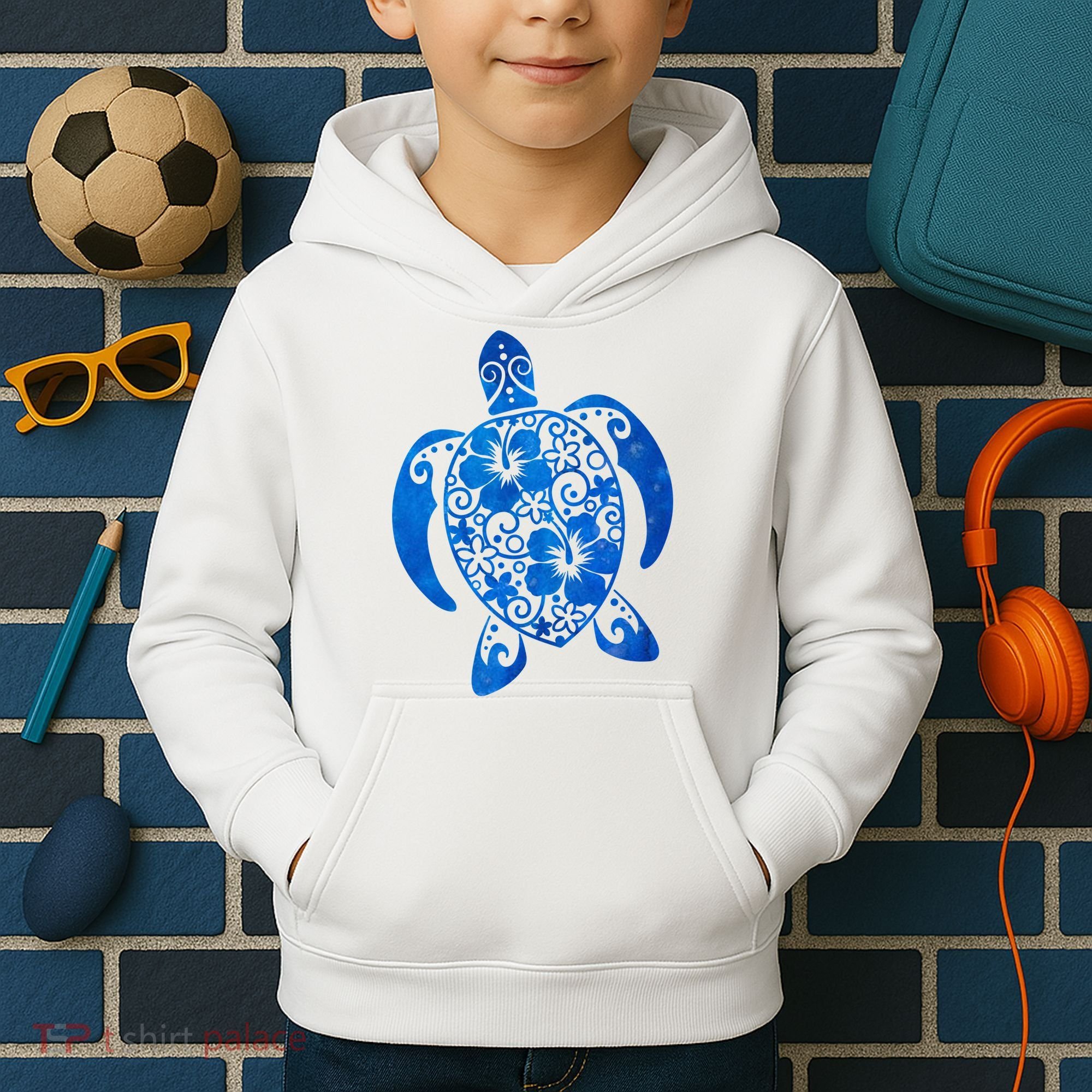 Summer Tropical Turtle Kids Hoodie