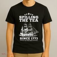 Spilling The Tea Since 1773 Retro Fun Patriotic T-Shirt thumb 3