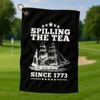 Spilling The Tea Since 1773 Retro Fun Patriotic Golf Towel thumb 1