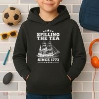 Spilling The Tea Since 1773 Retro Fun Patriotic Kids Hoodie thumb 2