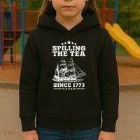 Spilling The Tea Since 1773 Retro Fun Patriotic Kids Hoodie thumb 3
