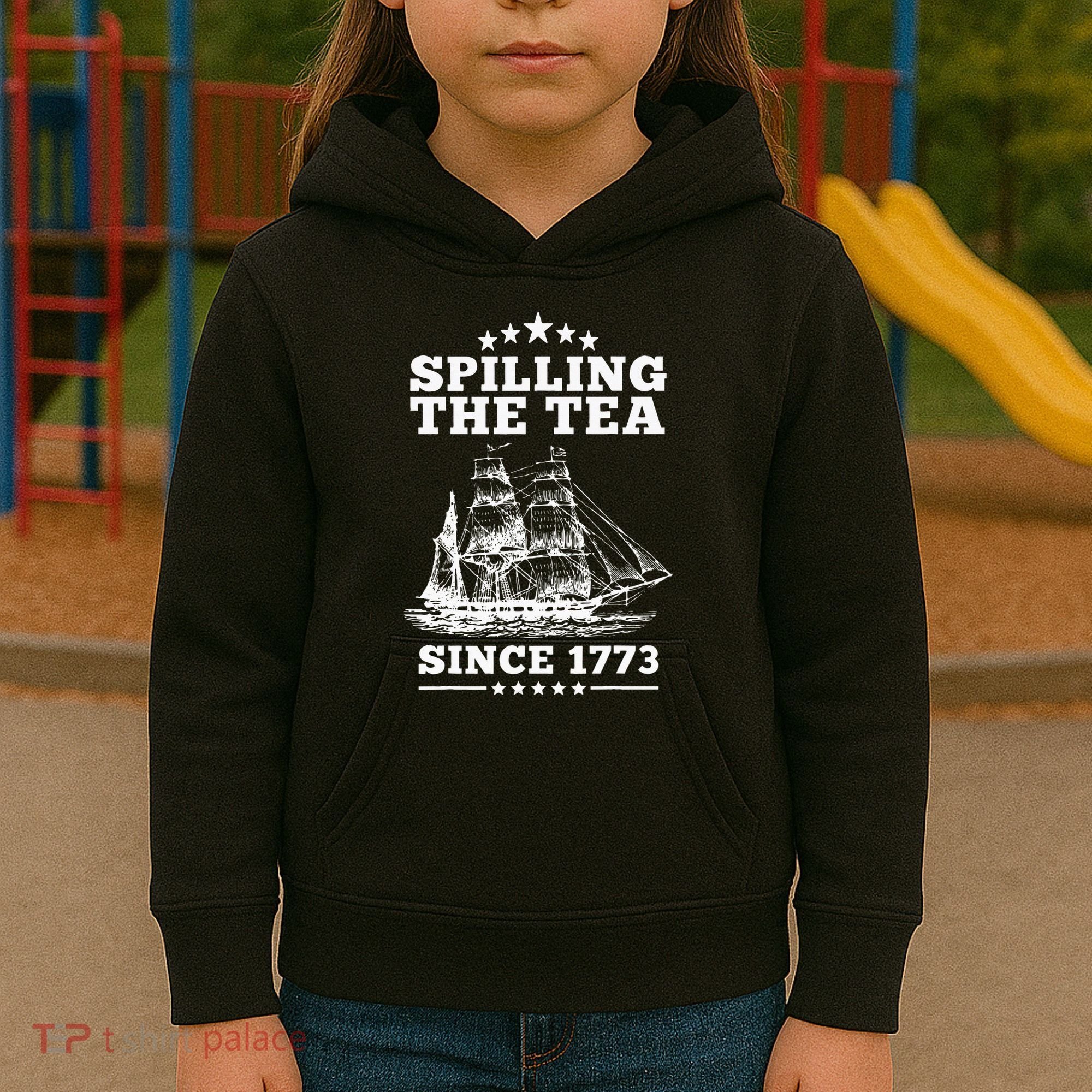 Spilling The Tea Since 1773 Retro Fun Patriotic Kids Hoodie