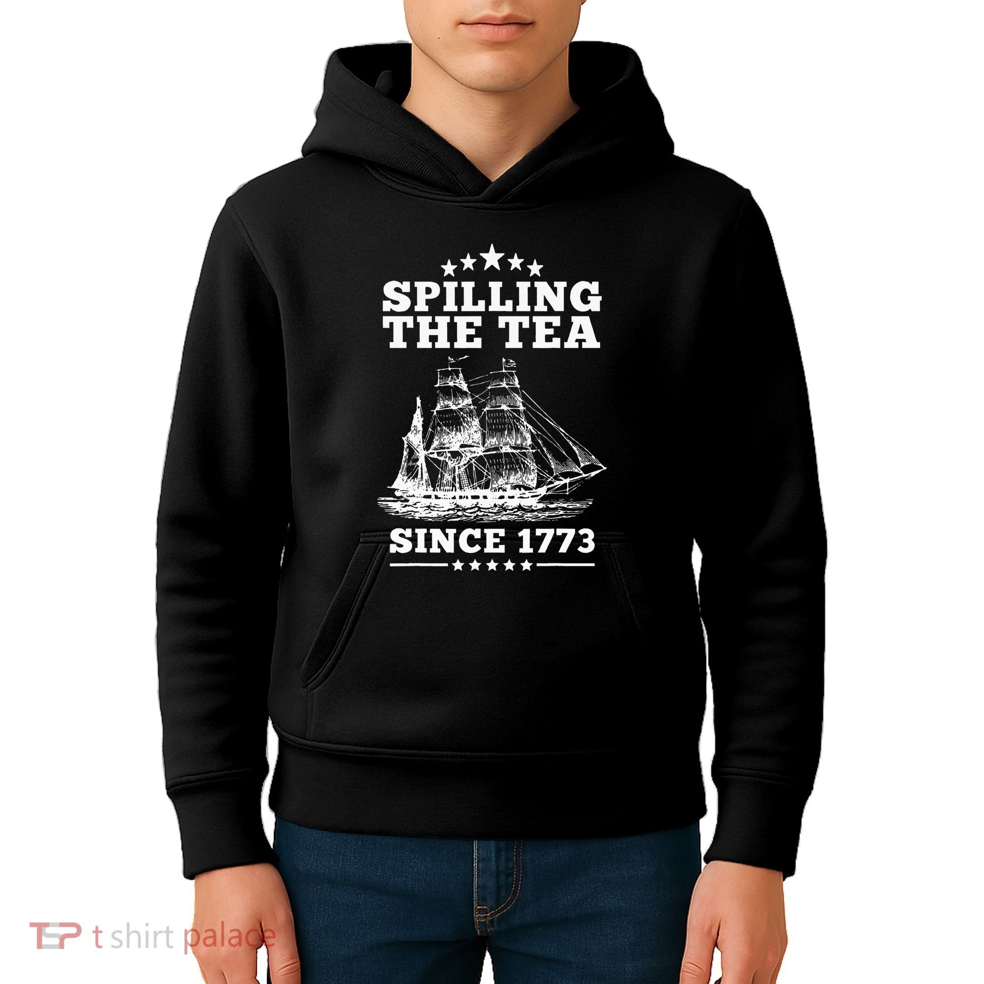 Spilling The Tea Since 1773 Retro Fun Patriotic Kids Hoodie
