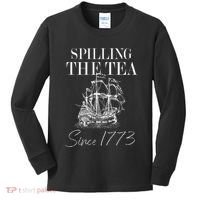 Spilling The Tea Since 1773 Patriotic 4th Of July Kids Long Sleeve Shirt thumb 0