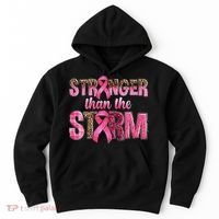 Stronger Than The Storm Pink Ribbon Breast Cancer Awareness Hoodie thumb 0