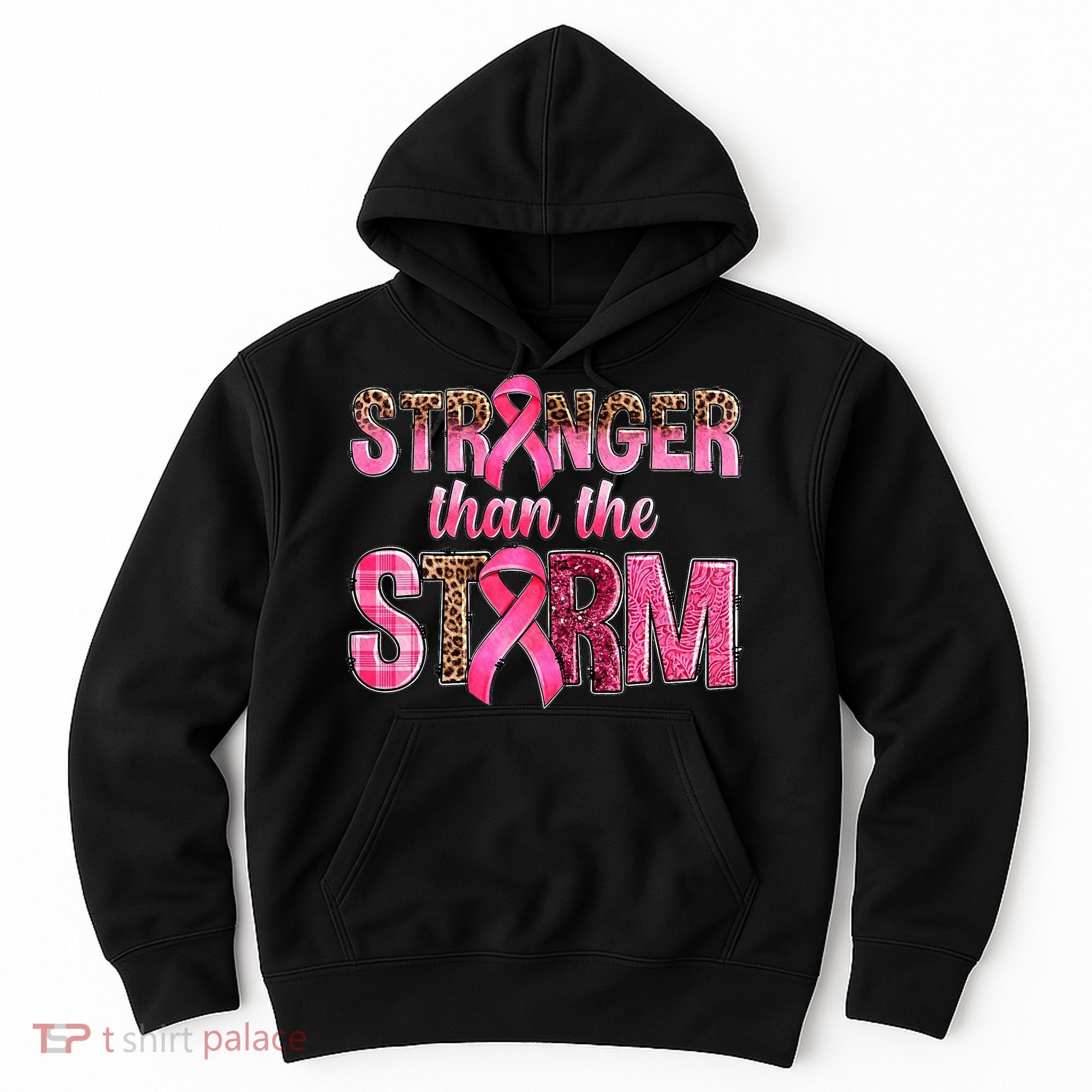 Stronger Than The Storm Pink Ribbon Breast Cancer Awareness Hoodie
