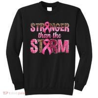 Stronger Than The Storm Pink Ribbon Breast Cancer Awareness Sweatshirt thumb 0