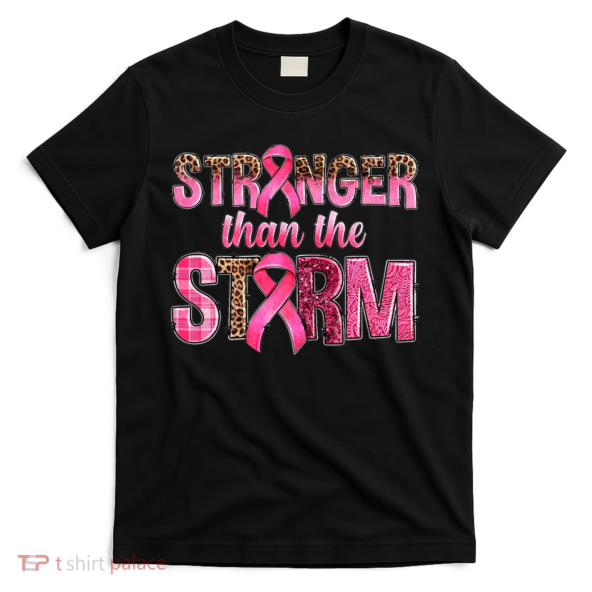 Stronger Than The Storm Pink Ribbon Breast Cancer Awareness T-Shirt