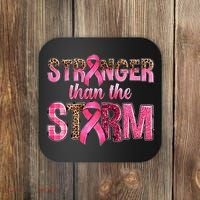 Stronger Than The Storm Pink Ribbon Breast Cancer Awareness Coaster thumb 0