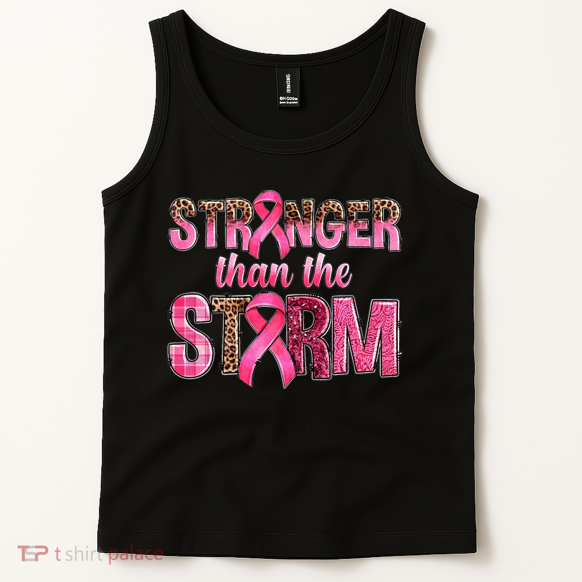 Stronger Than The Storm Pink Ribbon Breast Cancer Awareness Tank Top