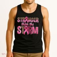 Stronger Than The Storm Pink Ribbon Breast Cancer Awareness Tank Top thumb 3