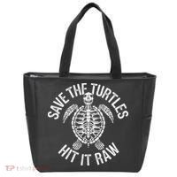 Save The Turtles Hit It Raw Funny Save The Planet Tote Bag thumb 0