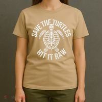 Save The Turtles Hit It Raw Funny Save The Planet T-Shirt thumb 4