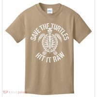 Save The Turtles Hit It Raw Funny Save The Planet Kids T-Shirt thumb 0