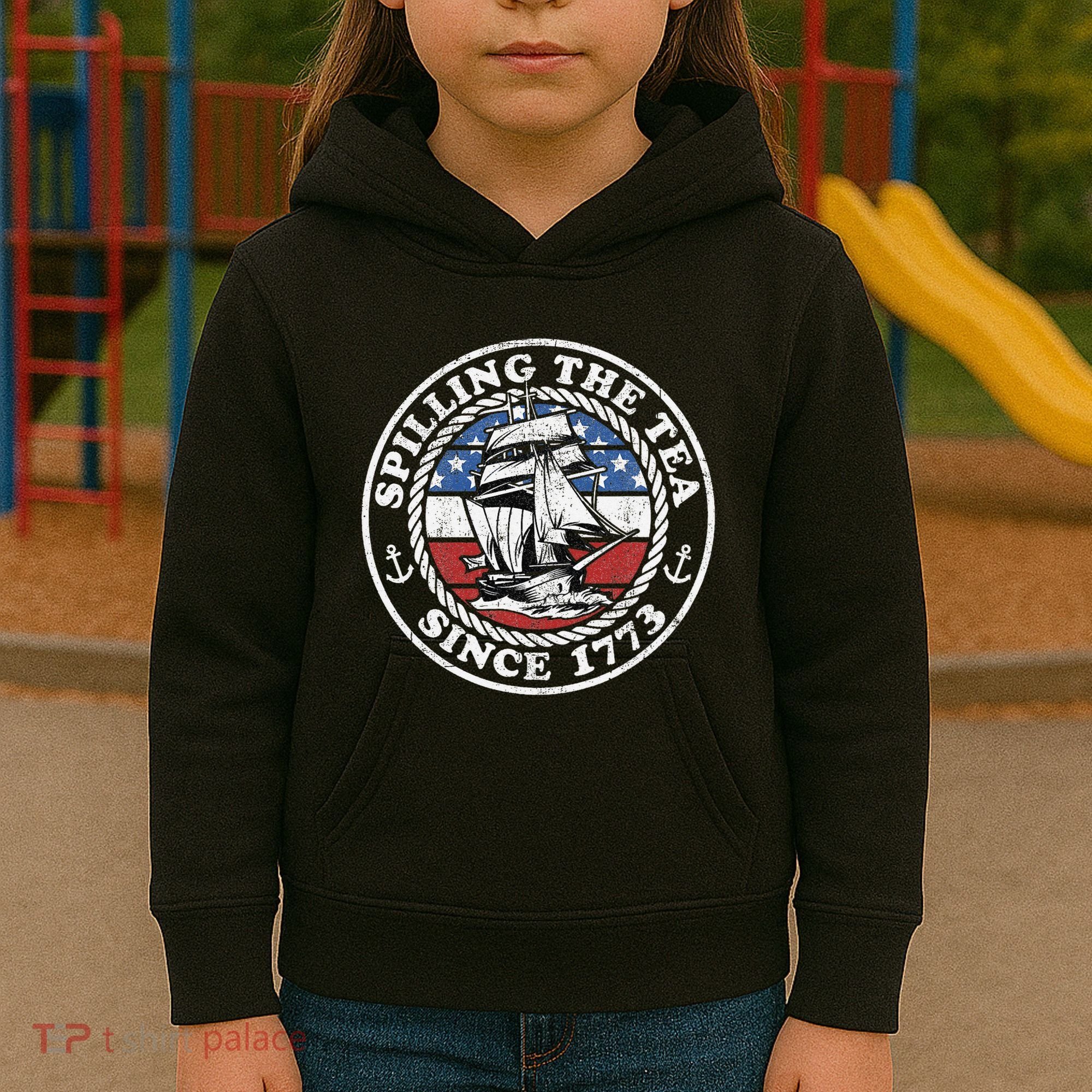 Spilling The Tea Since 1773 Funny US History Teacher Boston Kids Hoodie