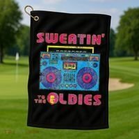 Sweatin To The Oldies Retro Boombox Golf Towel thumb 1